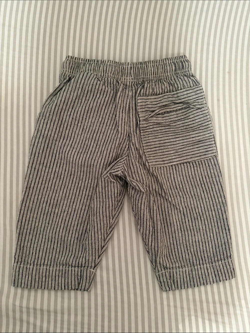 Zara Gray and White Striped Cotton Drawstring Pants Toddler Boy